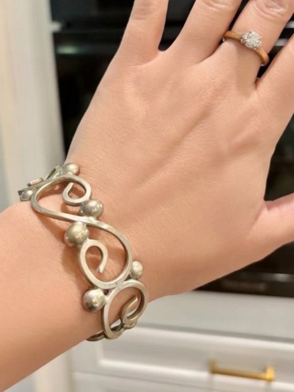 Vintage Mexican 925 Silver Scroll
Statement Cuff Bracelet